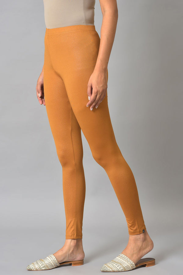 Brown Solid Skinny Fit Tights With Slip On Closure