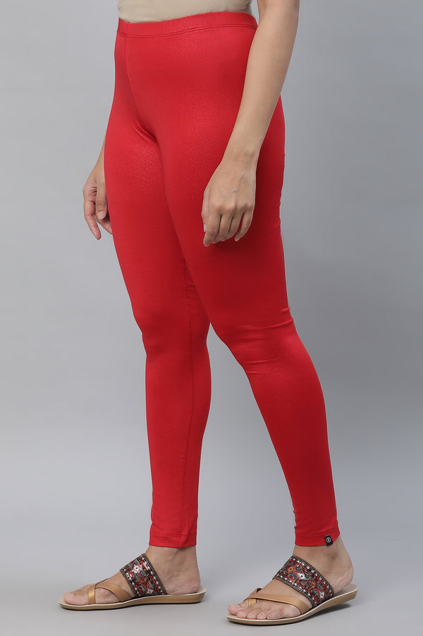 Red Solid Skinny Fit Tights