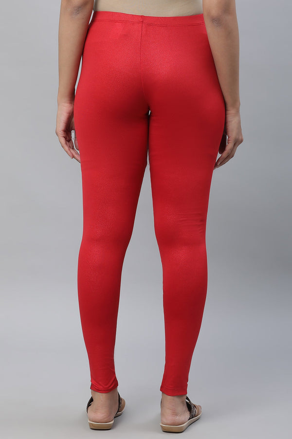 Red Solid Skinny Fit Tights