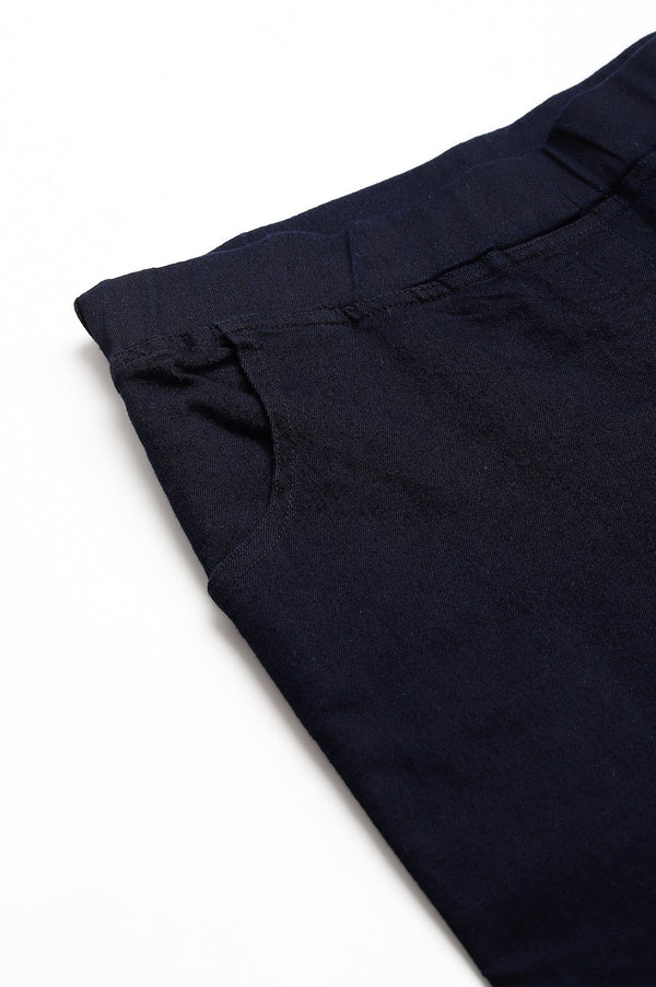 Elleven Women's Navy Blue Solid Skinny Fit Denim Jeggings With Pintucks