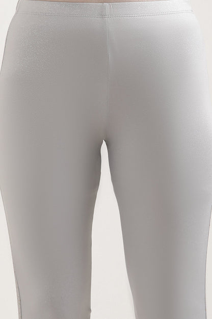 Silver Solid Skinny Fit Tights With Elasticated Waist