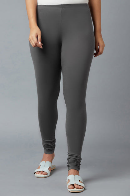 Grey Ankle Length Cotton Lycra Churidar