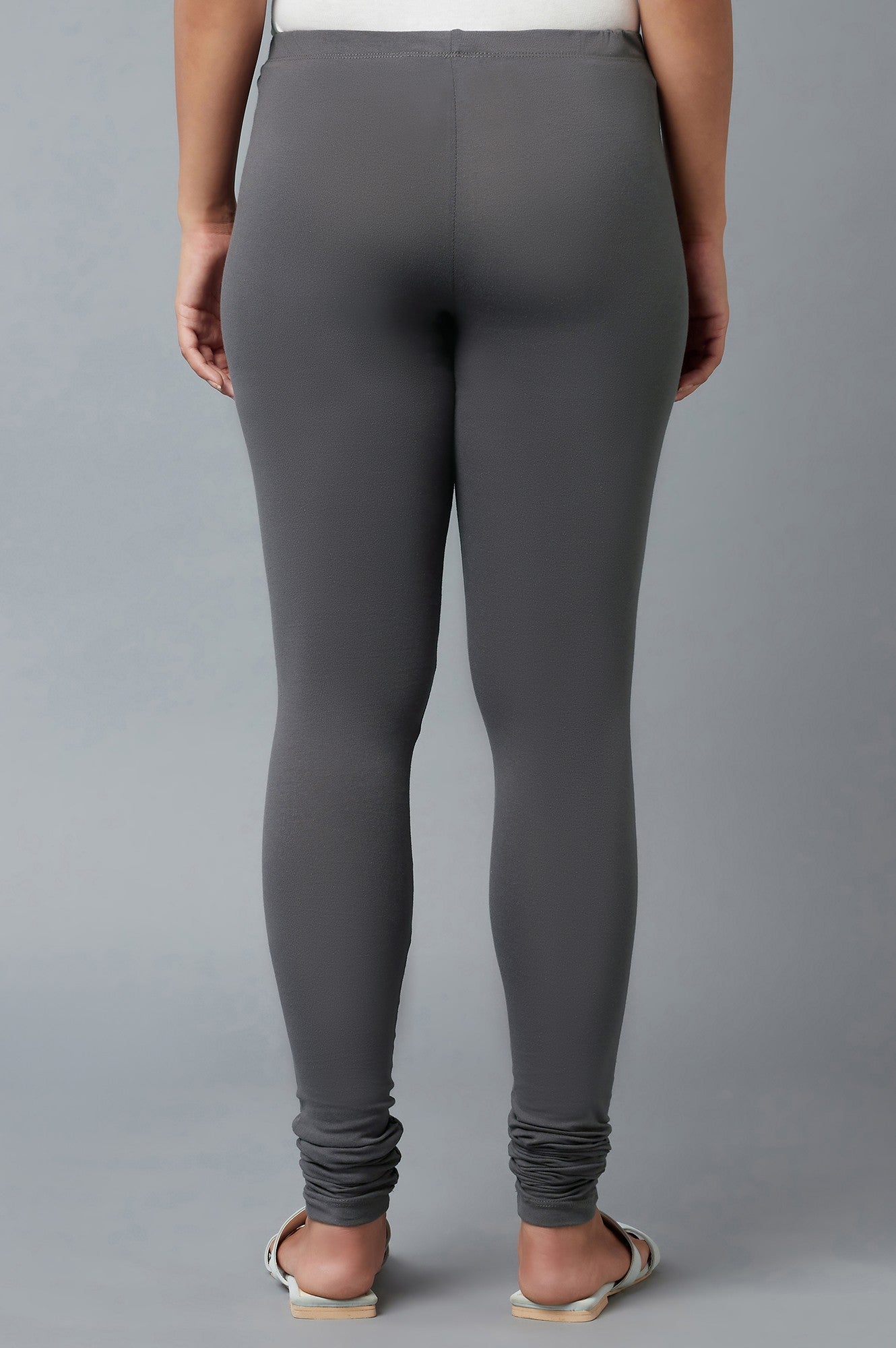 Grey Ankle Length Cotton Lycra Churidar