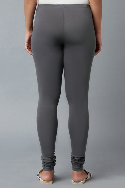 Grey Ankle Length Cotton Lycra Churidar