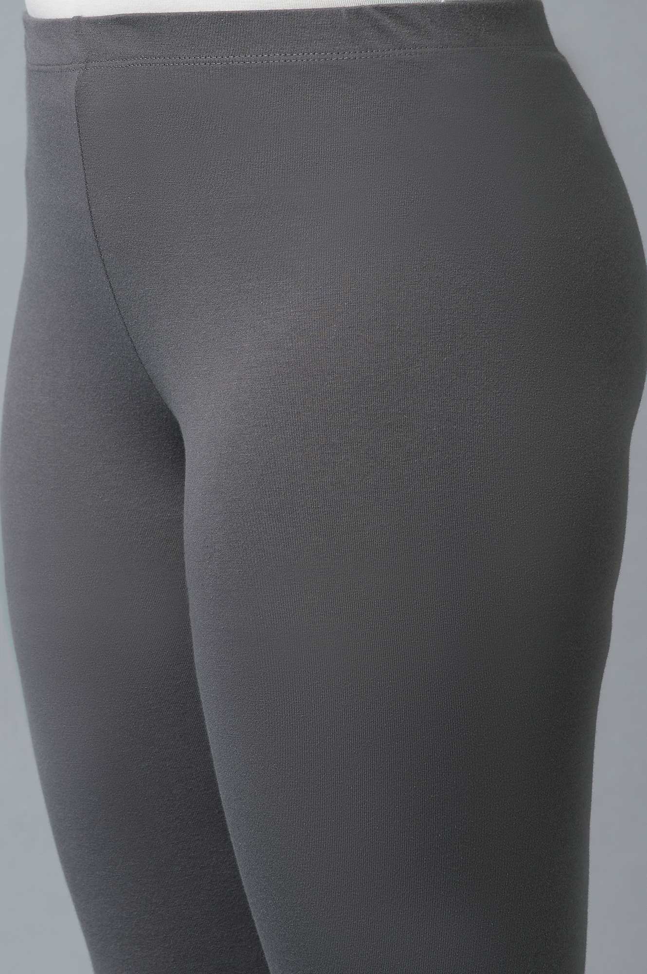 Grey Ankle Length Cotton Lycra Churidar