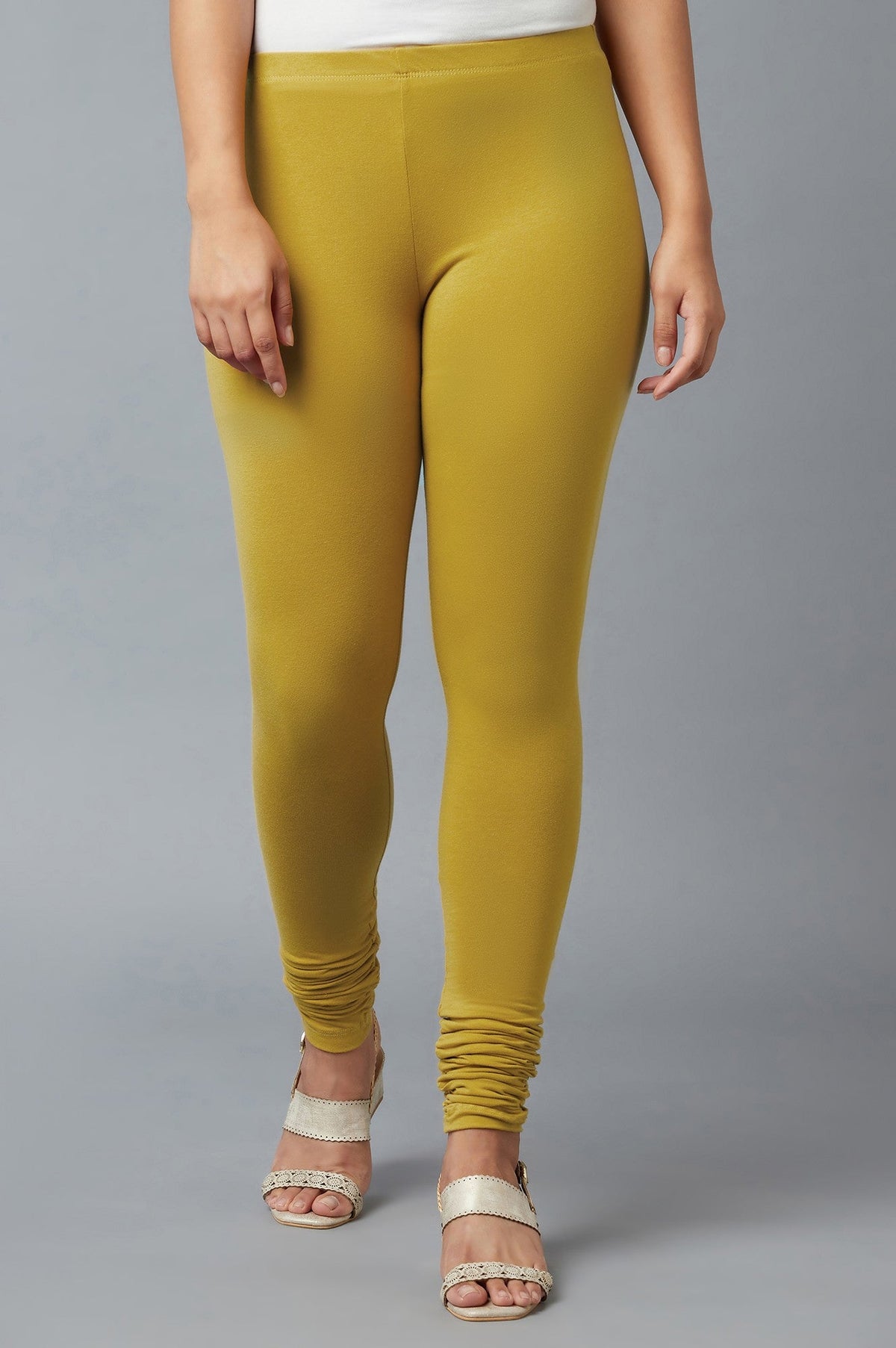 Elleven Women's Women Yellow Ankle Length Cotton Lycra Churidar - XS
