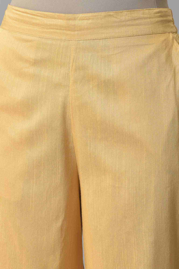 Gold Solid Straight Fit Culottes With Elasticated Waistband