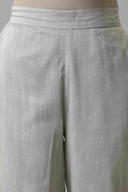 Grey Solid Straight Fit Culottes With Elasticated Waist
