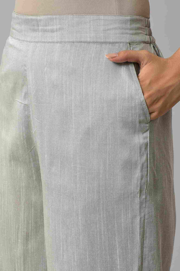 Grey Solid Straight Fit Culottes With Elasticated Waist