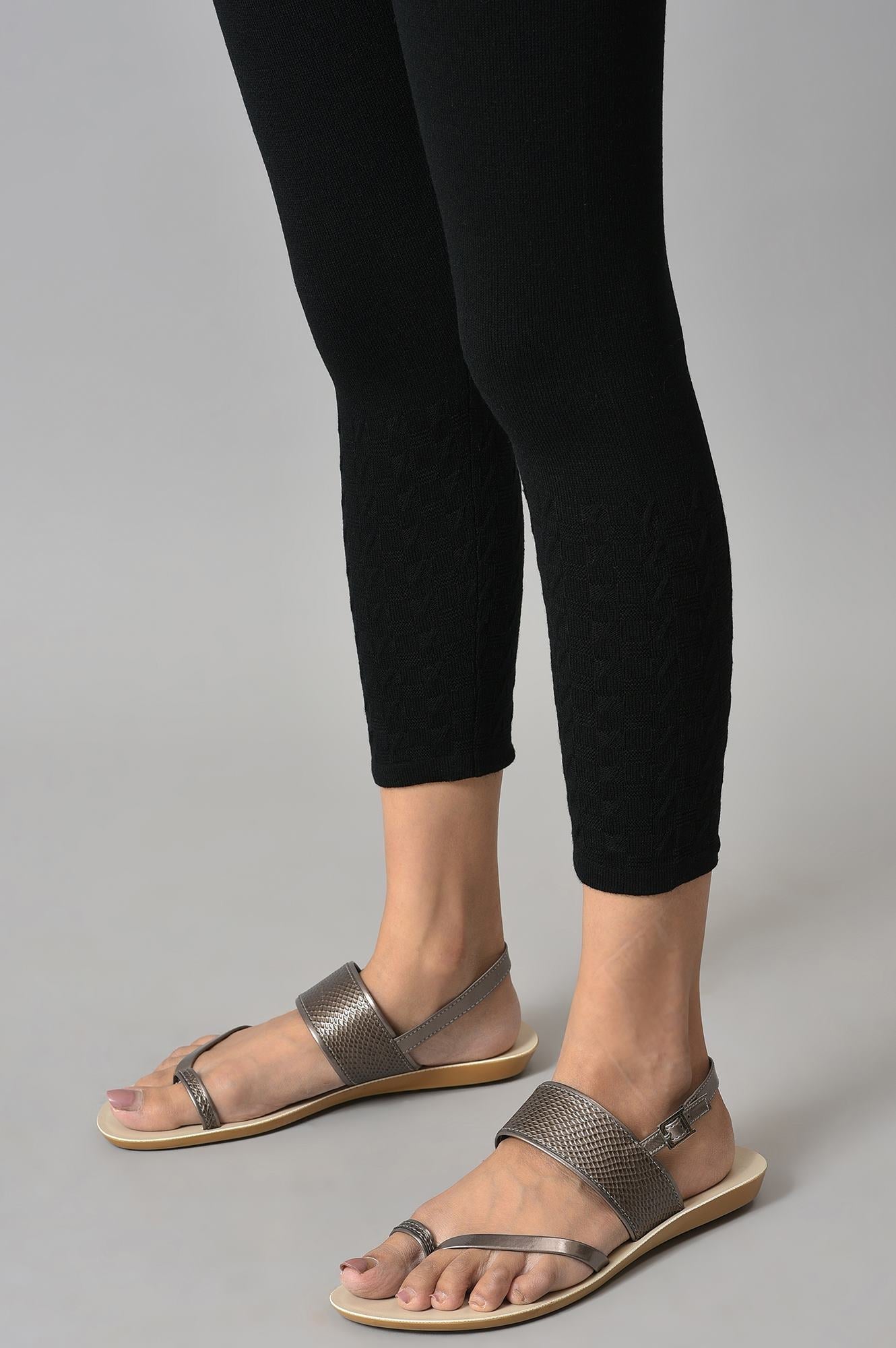 Black Solid Skinny Tights With Elasticated Waistband