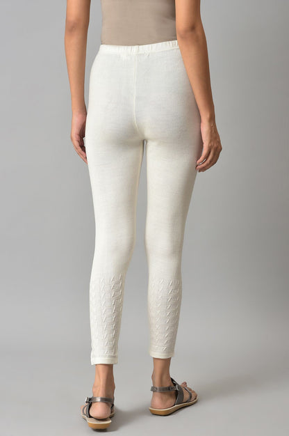 White Solid Skinny Tights With Elasticated Waistband