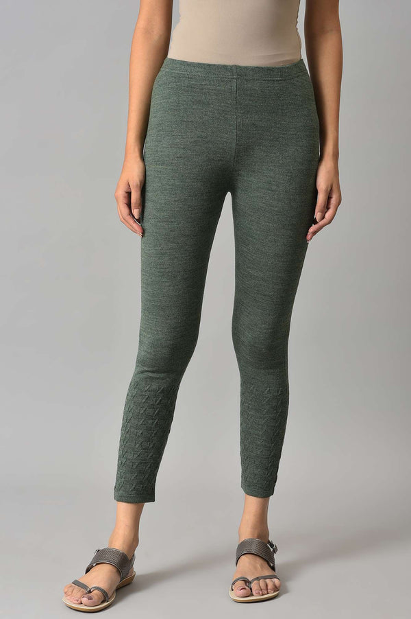 Green Solid Skinny Tights With Elasticated Waistband