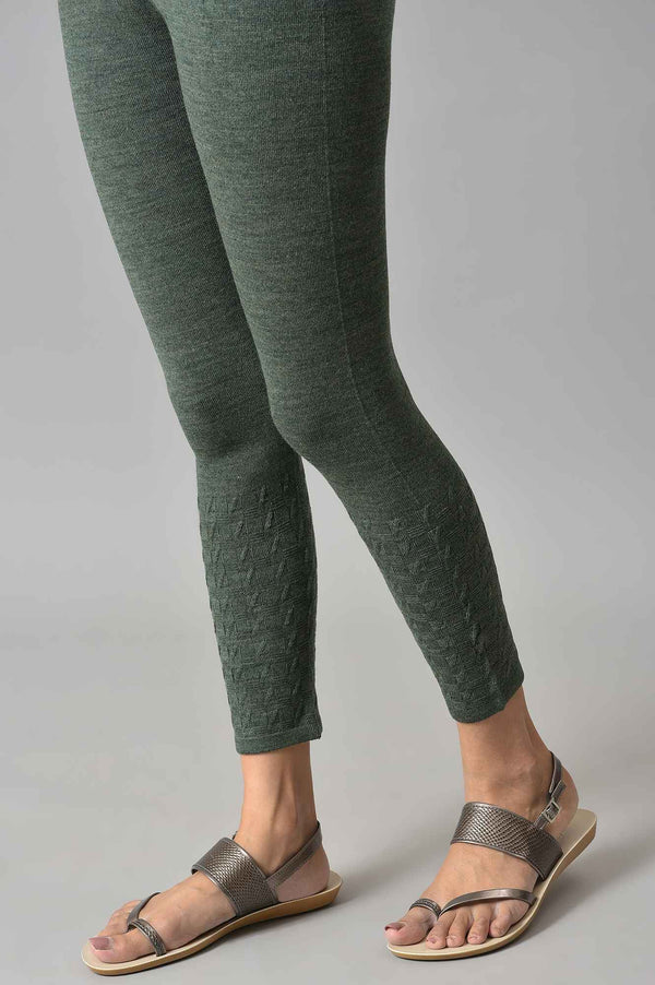 Green Solid Skinny Tights With Elasticated Waistband