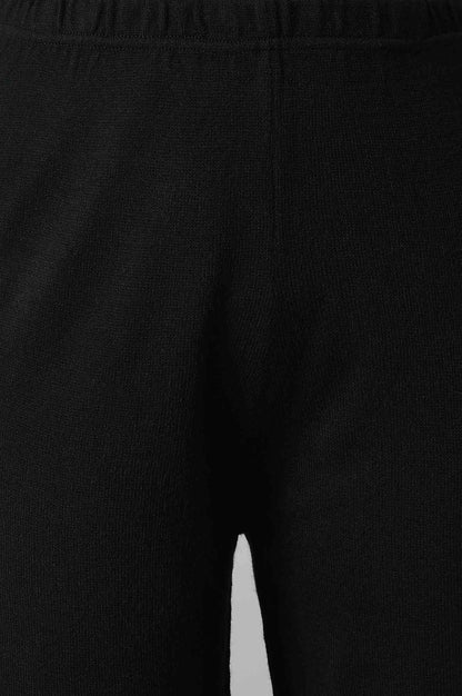 Black Geometric Straight Fit Palazzo With Elasticated Waist