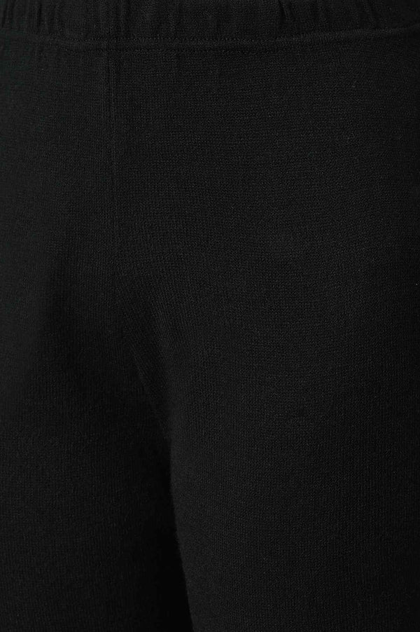 Black Geometric Straight Fit Palazzo With Elasticated Waist