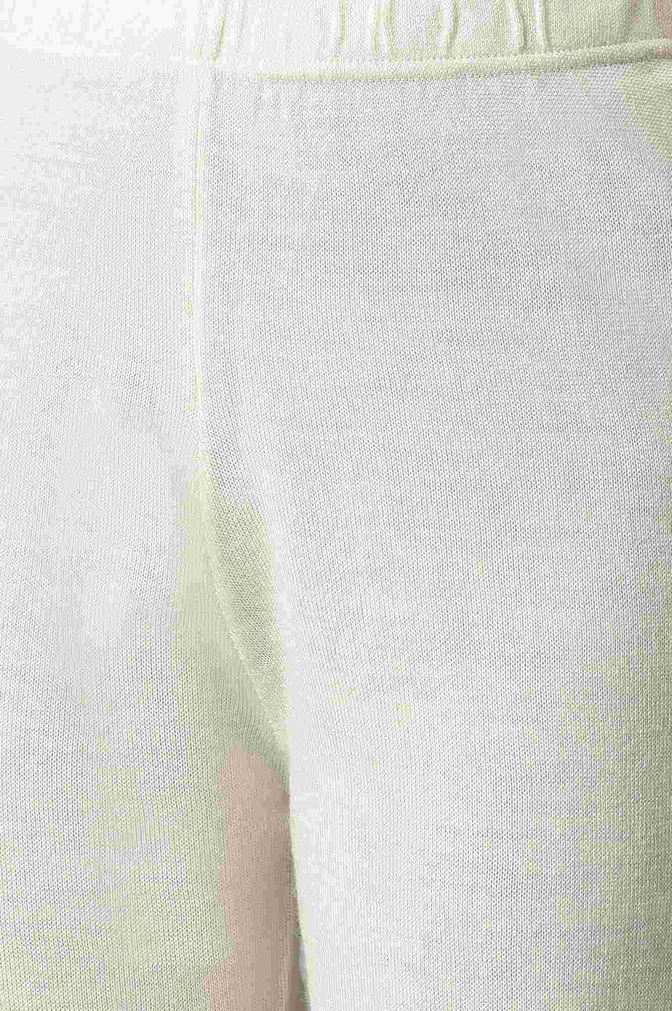 White Geometric Straight Fit Acrylic Palazzo With Elasticated Waist