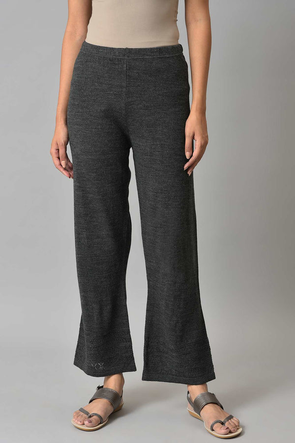 Grey Geometric Straight Fit Palazzo With Elasticated Waist
