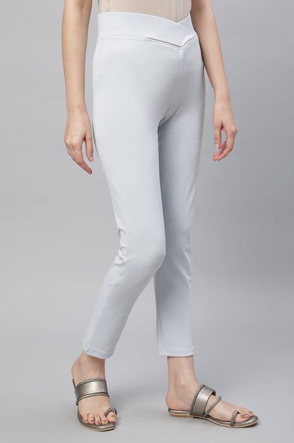 Light Grey Solid Skinny-fit Lycra Tights with Slip-on Closure
