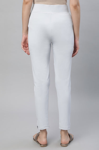 Light Grey Solid Skinny-fit Lycra Tights with Slip-on Closure