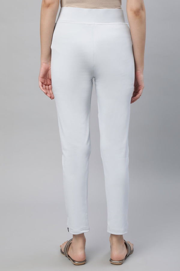 Light Grey Solid Skinny-fit Lycra Tights with Slip-on Closure