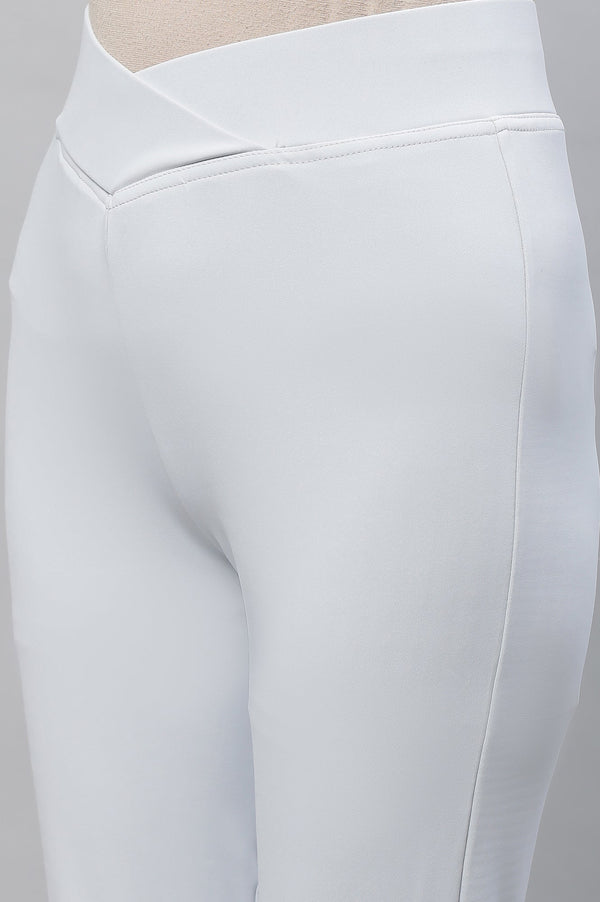 Light Grey Solid Skinny-fit Lycra Tights with Slip-on Closure