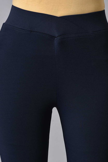 Navy Blue Solid Skinny Fit Tights With Extra Stretch