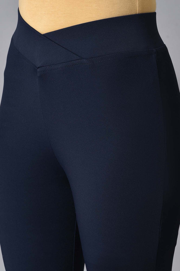 Elleven Women's Navy Blue Solid Skinny Fit Tights With Extra Stretch