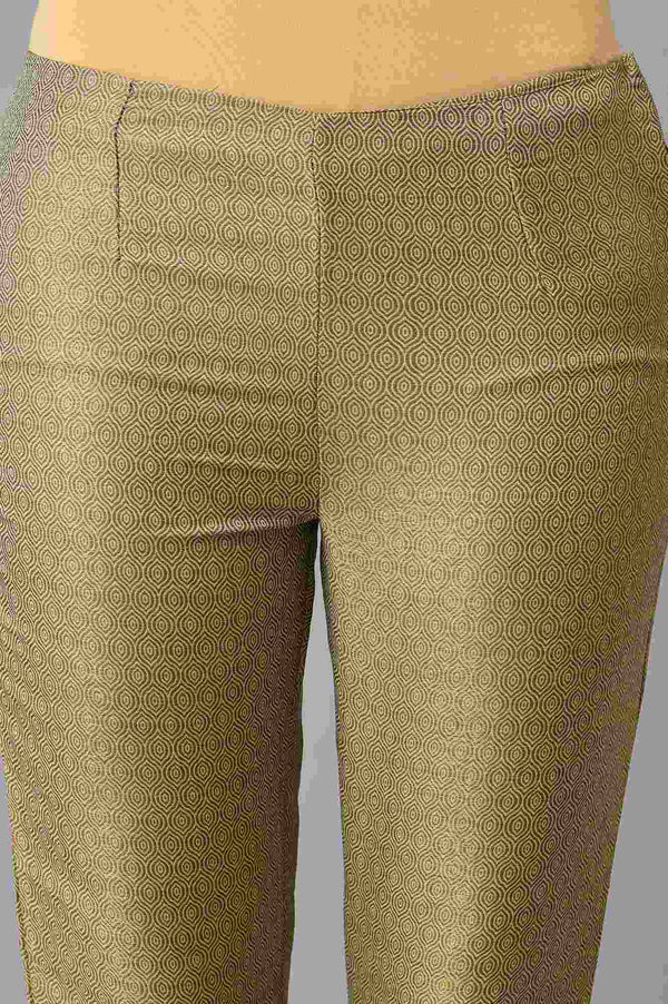 Gold Jacquard Slim Pants