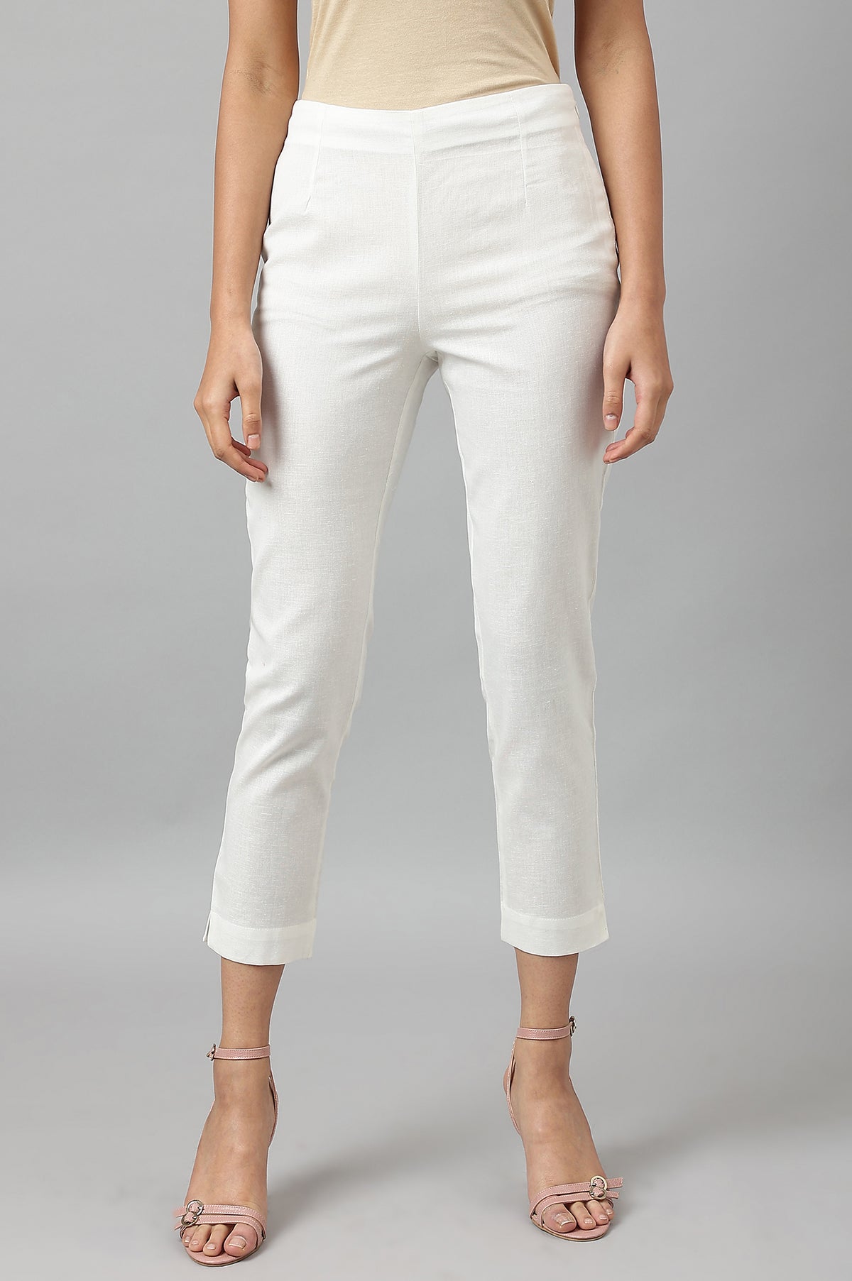 White Fitted Pants - XS