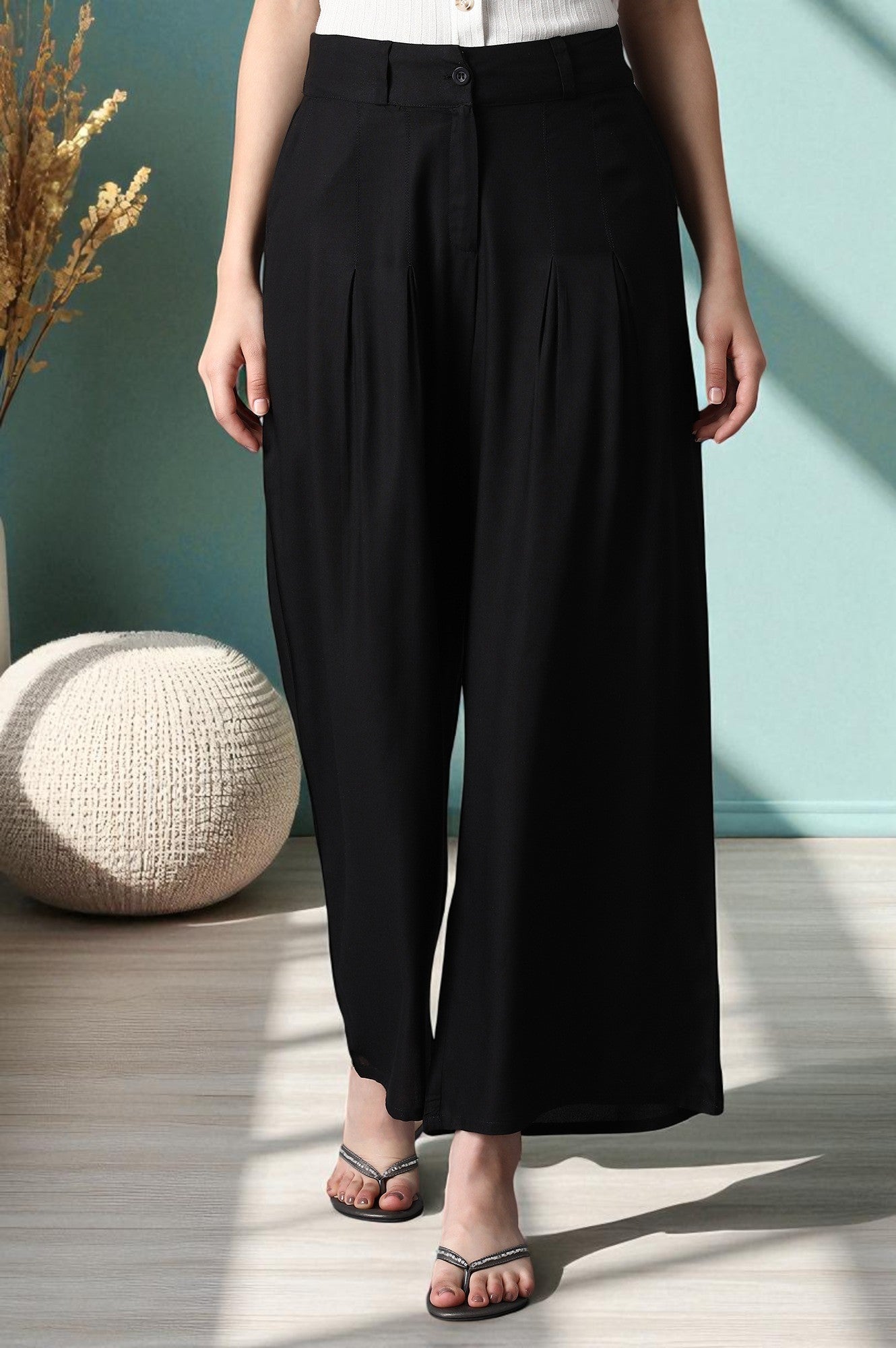 Black Tailored Volume Pants