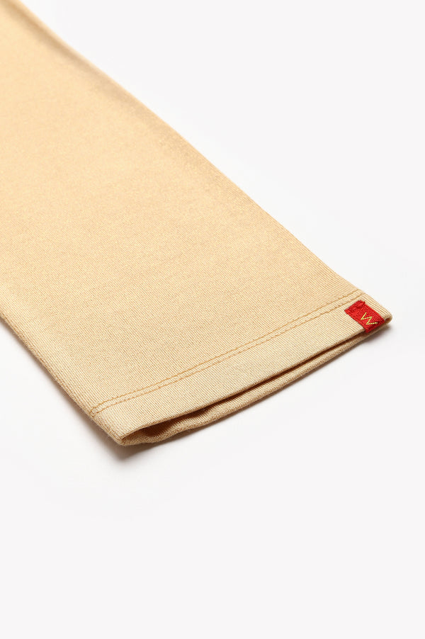 Pale Gold Solid Jersey Tights in Ankle Length