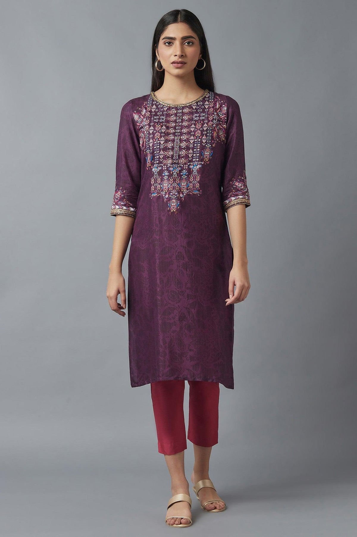 Purple Printed kurta - 6