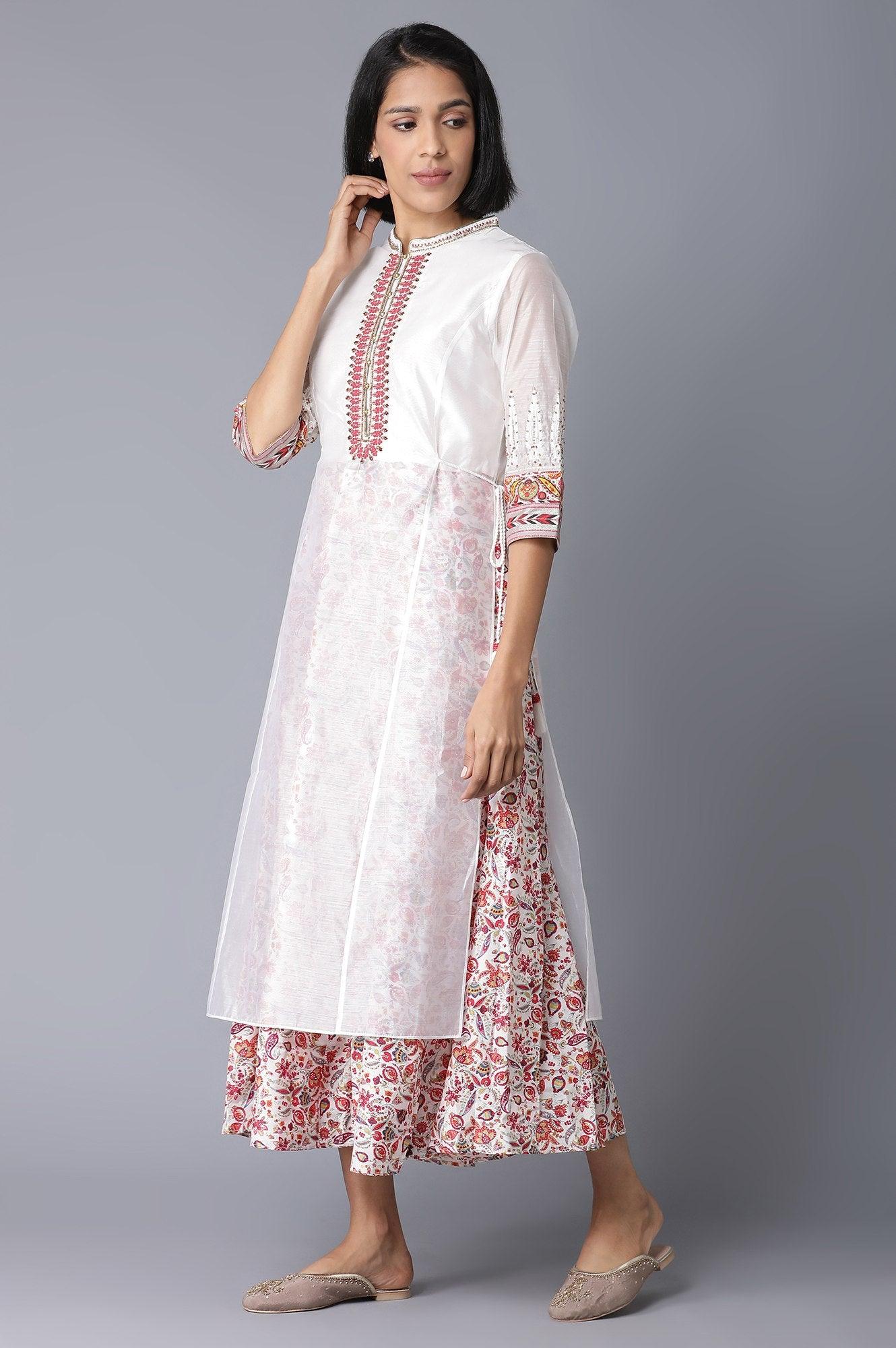 Ecru Festive Layered Dress - wforwoman