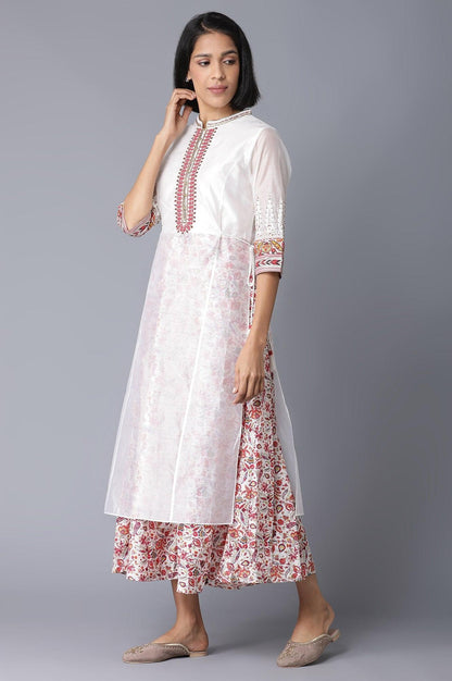 Ecru Festive Layered Dress - wforwoman