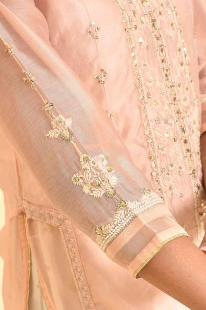 Pink Mock Layered Embroidered Dress - wforwoman