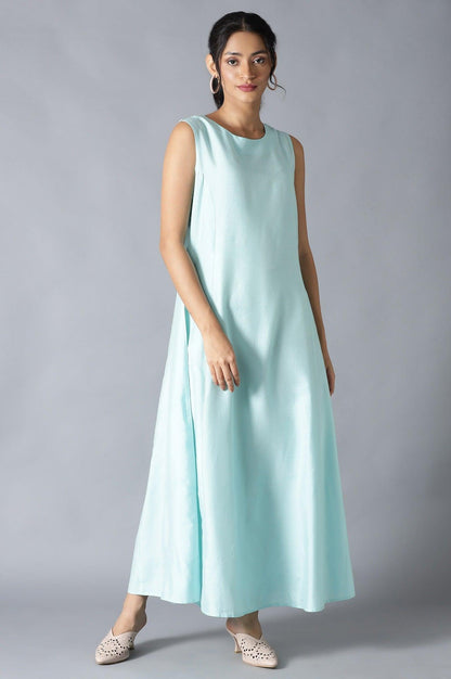 Light Green Floral Organza Dress With Inner - wforwoman