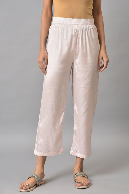 Pink Solid Slim Pants In Straight Silhouette - wforwoman