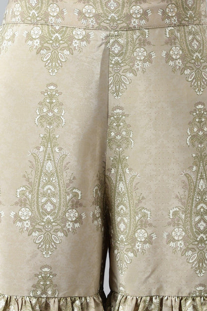 Beige Printed Gathered Sharara - wforwoman