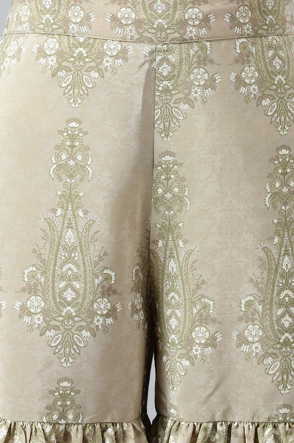 Beige Printed Gathered Sharara