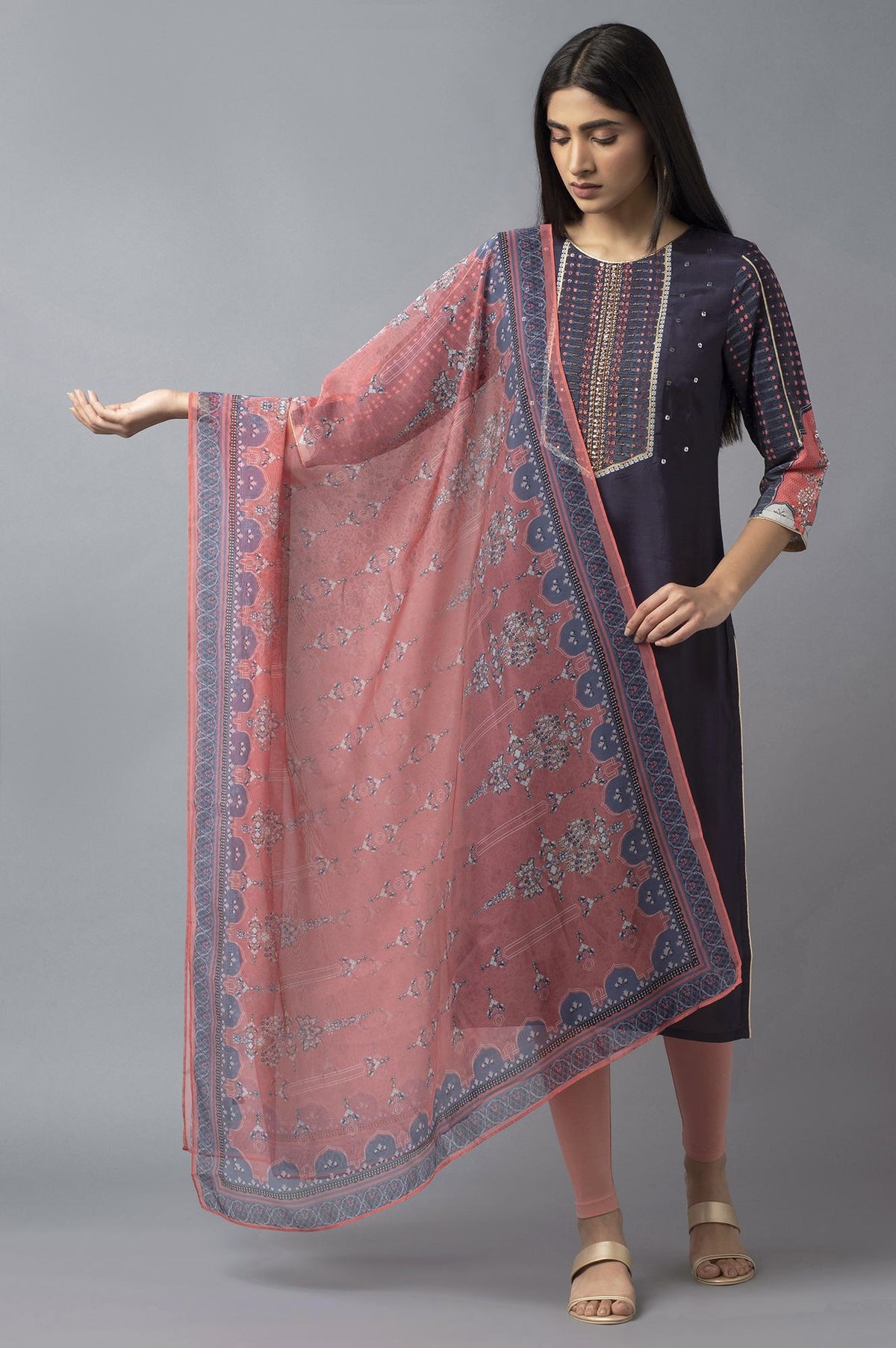 Coral Organza Dupatta - FS
