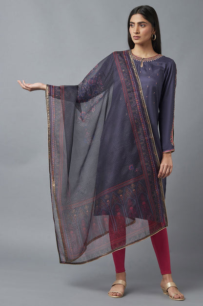 Grey Organza Dupatta