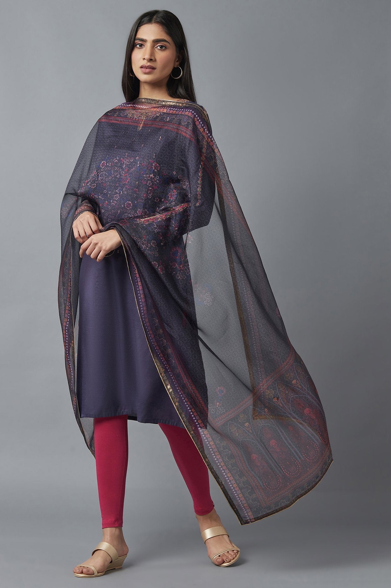 Grey Organza Dupatta
