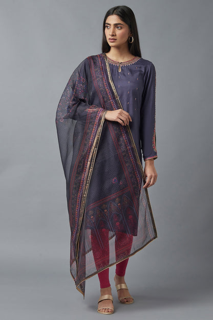 Grey Organza Dupatta