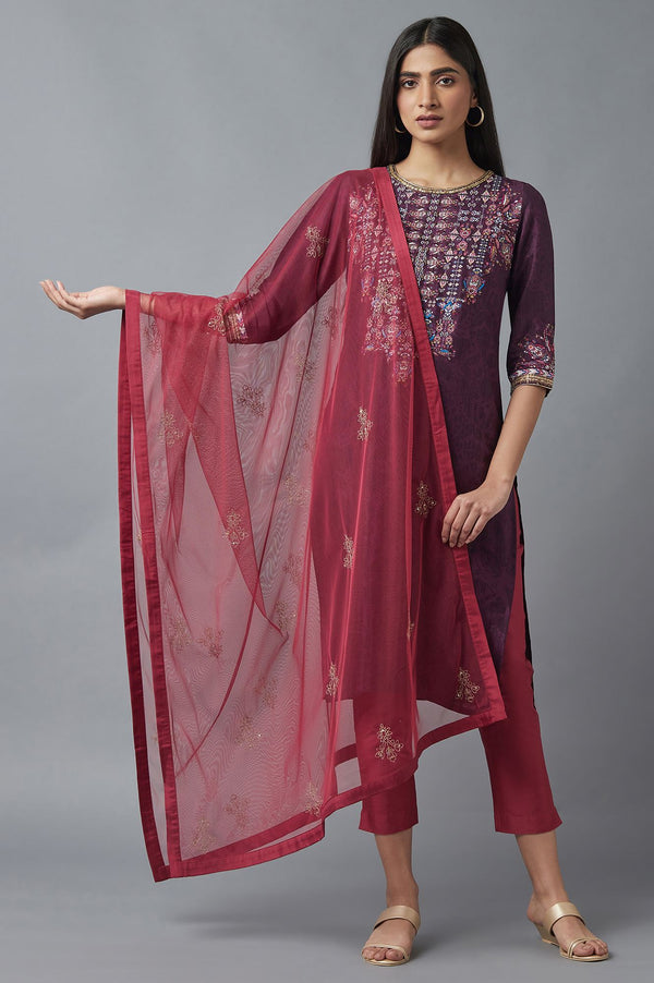 Pink Mesh Dupatta
