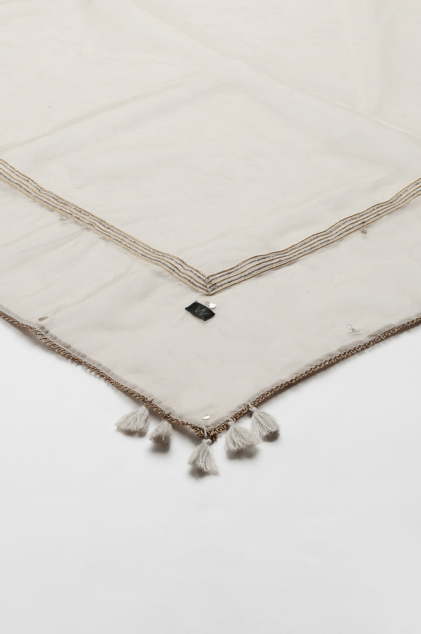 Beige Ethnic Organza Dupatta