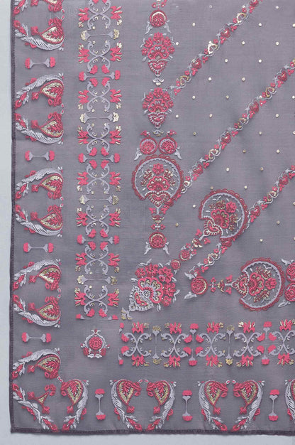 Red Printed kurta, Grey Slim Pants and Dupatta Set - wforwoman