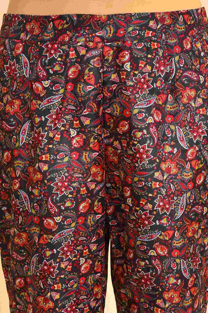 Black Chanderi kurta And Slim Pant Set - wforwoman