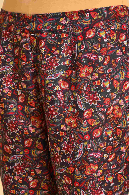 Black Chanderi kurta And Slim Pant Set - wforwoman