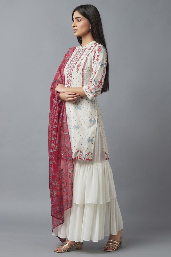 Ecru kurta, Sharara and Dupatta Set