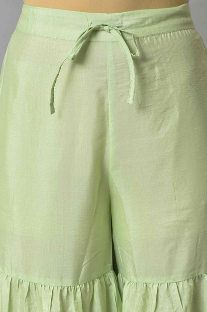 Green Printed kurta, Sharara And Dupatta Set - wforwoman